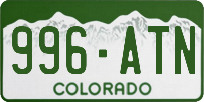 CO license plate 996ATN