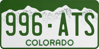 CO license plate 996ATS