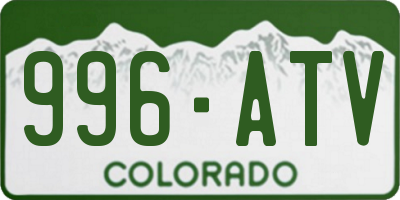 CO license plate 996ATV