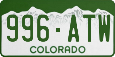 CO license plate 996ATW
