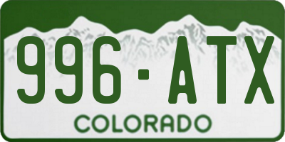 CO license plate 996ATX