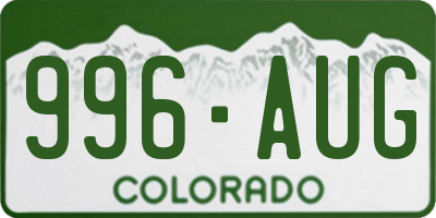 CO license plate 996AUG