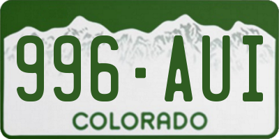 CO license plate 996AUI