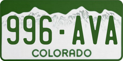 CO license plate 996AVA