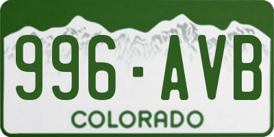 CO license plate 996AVB