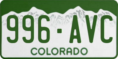 CO license plate 996AVC