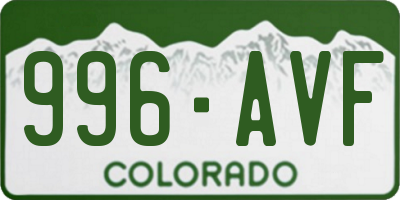 CO license plate 996AVF