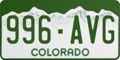CO license plate 996AVG