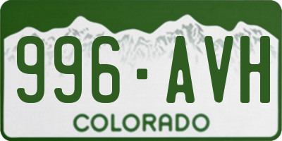 CO license plate 996AVH