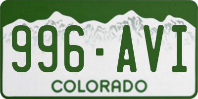 CO license plate 996AVI