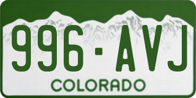 CO license plate 996AVJ