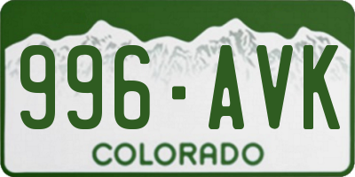 CO license plate 996AVK