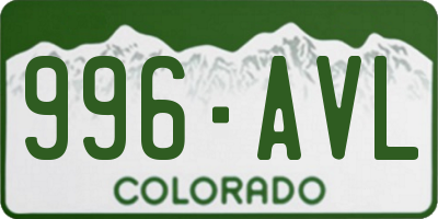 CO license plate 996AVL