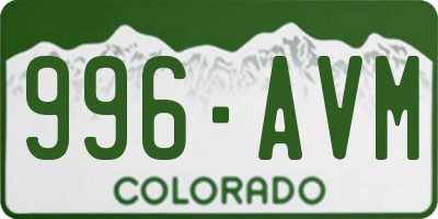 CO license plate 996AVM