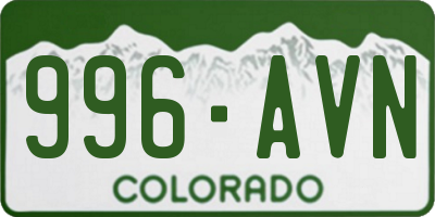 CO license plate 996AVN