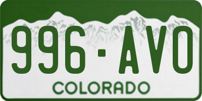 CO license plate 996AVO