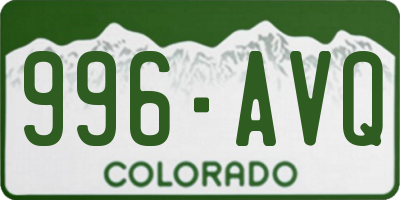 CO license plate 996AVQ