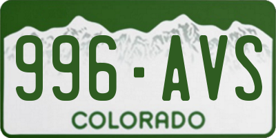 CO license plate 996AVS