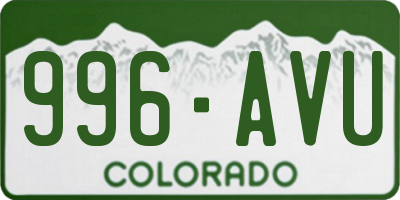 CO license plate 996AVU