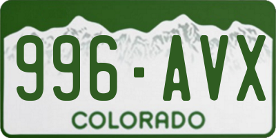 CO license plate 996AVX