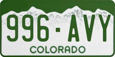 CO license plate 996AVY