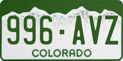 CO license plate 996AVZ