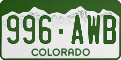 CO license plate 996AWB