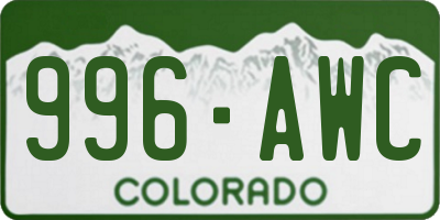 CO license plate 996AWC
