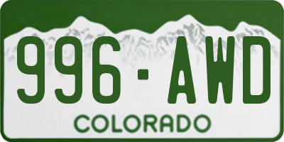 CO license plate 996AWD