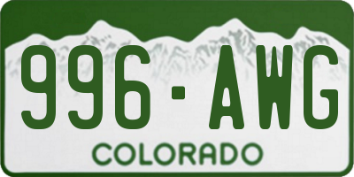 CO license plate 996AWG