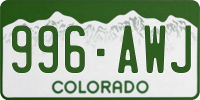 CO license plate 996AWJ