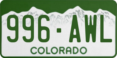 CO license plate 996AWL