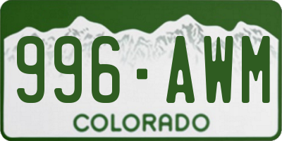 CO license plate 996AWM