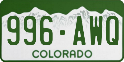 CO license plate 996AWQ