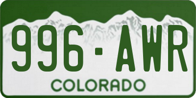 CO license plate 996AWR