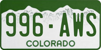 CO license plate 996AWS