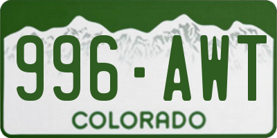 CO license plate 996AWT