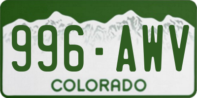 CO license plate 996AWV