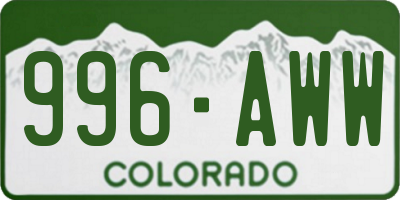 CO license plate 996AWW