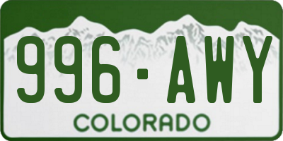 CO license plate 996AWY