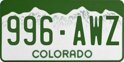 CO license plate 996AWZ