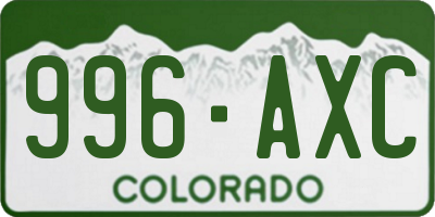 CO license plate 996AXC