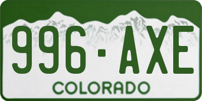 CO license plate 996AXE