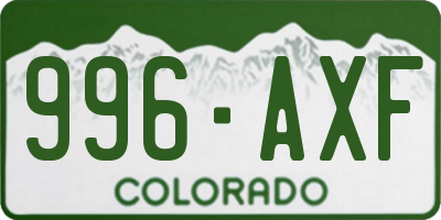 CO license plate 996AXF
