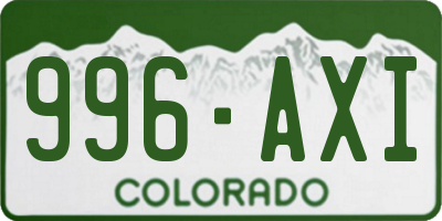 CO license plate 996AXI