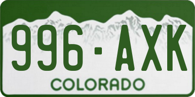 CO license plate 996AXK