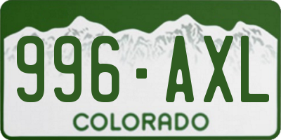 CO license plate 996AXL