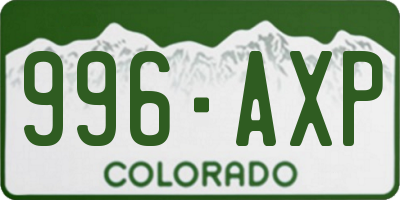 CO license plate 996AXP