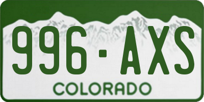 CO license plate 996AXS