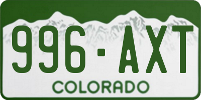 CO license plate 996AXT